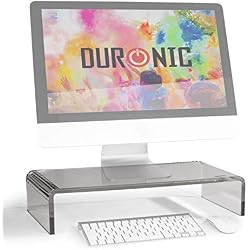 Duronic DM054 Elevador de Monitor |Superficie de 50 x 20 cm | hasta 30 kg y Patas Regulables Antideslizantes | Metacrilato Negro | Soporte Ergonomico Plataforma de Ordenador Portátil TV Elevador