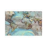 Améliorez votre table de salle à manger avec le lot de 6 sets de table WHJSHOP à motif carte du monde, fabriqués en fibre de polyester épaisse et robuste qui est résistante à l'usure et a une bonne résistance aux plis, assurant un ajout durable et élégant à votre décoration d'intérieur.