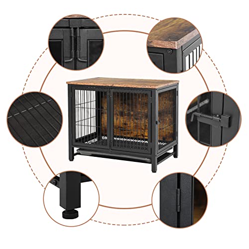 Pantazo Wooden Dog Crate Furniture With Tray, Heavy Duty Dog Kennel With Double Doors Decorative End Table For Small To Medium Dog (Small) #TOP3