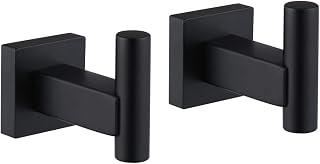BEIGEEWY Matte Black Towel Coat Hook SUS 304 Stainless Steel Bathroom Robe Hook Wall Mounted Round Kitchen Heavy Duty Door Hanger 2 Pack