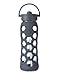 Lifefactory 22-Ounce BPA-Free Glass Water Bottle with Straw Cap & Silicone Sleeve, Carbon