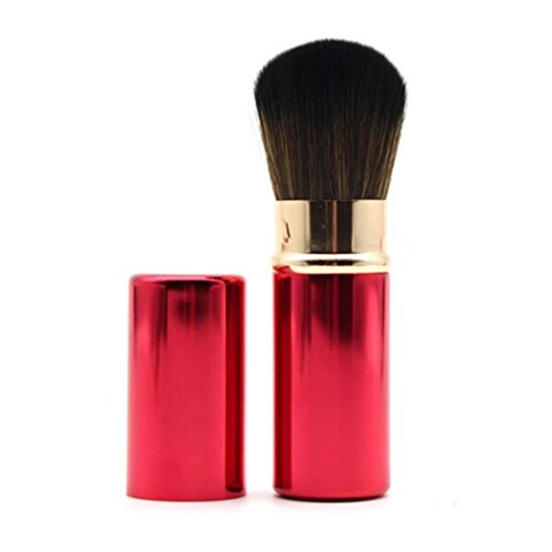 Sinide Retractable Makeup Brushes Professional Kabuki Brush Set, Cosmetic Beauty Tool Foudation Blush Brush for Mineral Powder, Contouring, Cream or Liquid (Red)