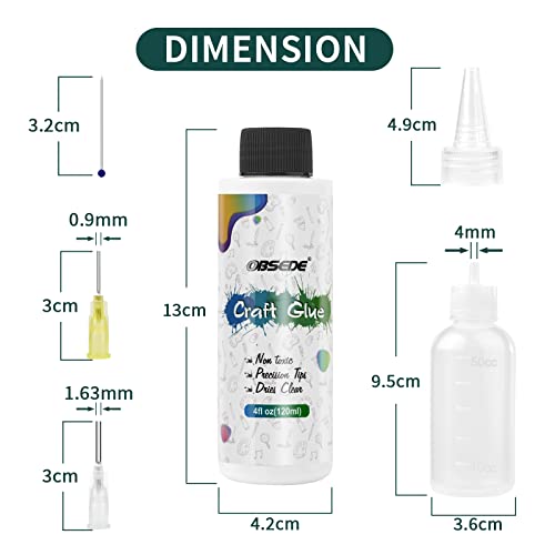 Obsede Art Craft Glue Quick Dried Clear Adhesive Refill Bottles With Fine Tip Liquid Precision Quilling Glue Supplies Scrap Kits Tools Applicator For Decoupage Paper Card Making 4 Fl.oz #TOP5