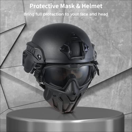 2Pcs Airsoft Mask & Helmet, Omistar Full Face Mask With Detachable Anti-Fog Goggles, Outdoor Protective Mask & Helmet For Airsoft Cs Paintball #TOP1