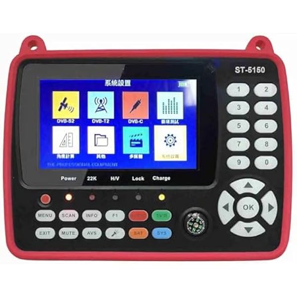 ST-5150 DVB-S2/T2/C satelitarna wyszukiwarka sygnału telewizji cyfrowy ręczny miernik sygnału satelitarnego z 4,3-calowym wyświetlaczem LCD Do instalacji antenowej
