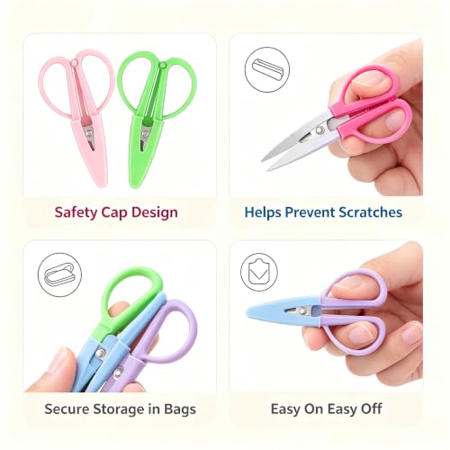 15 Pcs Mini Scissors Thread Tiny Colorful Travel Scissors 2.56 X 1.65 Inch Back to School Sewing Small Tool Embroidery Craft Clipper with Cover (Pink,Light Pink,Light Green,Blue,Purple) - Image 6