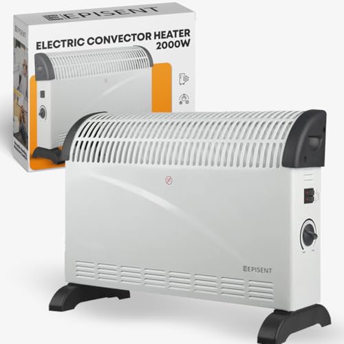 EPISENT Electric Convector Heater with 3 Adjustable Heat Settings(750W/1250W/2000W), Overheat & Tip-Over Protection - Freestanding, Silent Operation, Portable, Ideal for Home/Office (SIMPLE, WHITE)