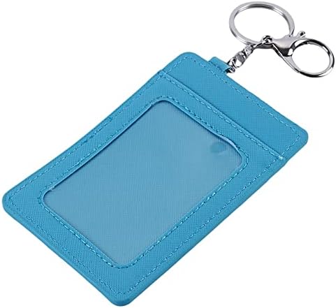 Kaned Wallet Purse, Leather Small Card Case Holder Keychain Slim Bus Card Holder Card Pocket with Keyring,blue