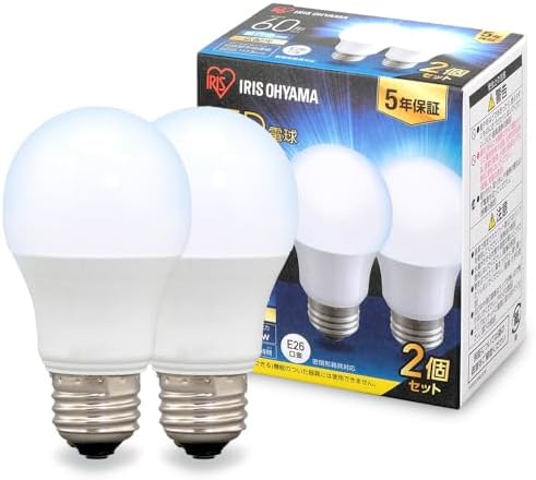 （02:00時点） アイリスオーヤマ LED電球 口金直径26mm 広配光 60W形相当 昼白色 2個パック 密閉器具対応 LDA7N-G-6T62P