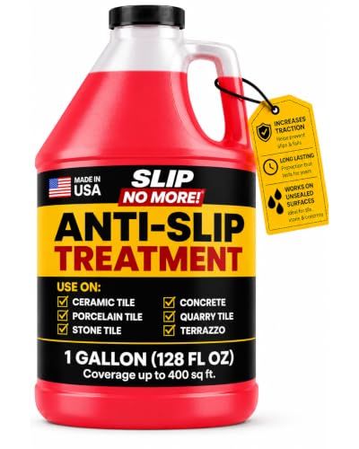 Anti Slip Tile Treatment (Gal) Non-Slip Floor Treatment for Grip on Stone, Porcelain & Ceramic. Indoor & Outdoor, Residential & Commercial Slip Prevention, Works Fast for Lasting Traction