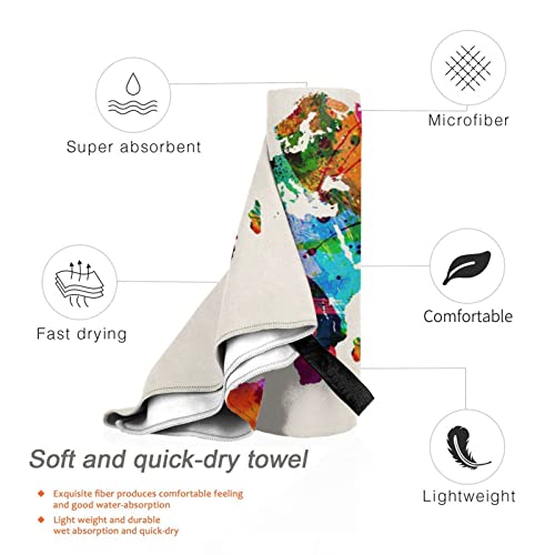 Quick Dry Towel Abstract World Map Beach Towel Microfiber Quick Dry Sand Free Towel Travel Beach Towels With Pocket For Women Men Lightweight Beach Towel Pool Swimming Gym Travel Gift #TOP2