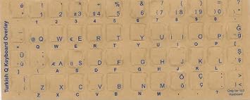 Aramedia Turkish Keyboard Stickers - Blue Print Characters