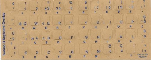 Aramedia Turkish Keyboard Stickers - Blue Print Characters #TOP24