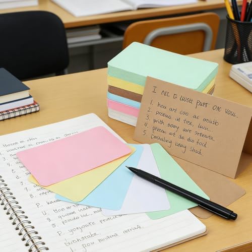 Homoyoyo 600pcs Colored Blank Study Flashcards for Students, Portable Rectangular Paper Cards for Vocabulary Categorizing and Review, for Classroom Activities and Commuting — view 5