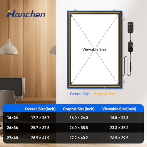 Led Movie Poster Frame with Dimmer 24x36 Inch Backlit Poster Frame for Acrylic Art Poster Painting Christmas Birthday Gift for Kids Wife Husband Movie Theater Room by Hanchen - Image 2
