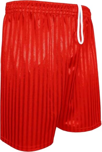 22YardsPro Boys Girls & Adults Shadow Stripe School Sports Football Rugby PE Shorts UK (Red, 15-16 Years)