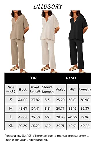 Lillusory Lounge Sets For Women Two 2 Piece Matching Sets Loungewear Set 2023 Spring Fashion Sweatsuits Sweat Suits Outfits Cozy Knit Sweater Clothes Outfit #TOP5