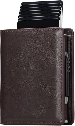 WONSEFOO Wallets for Mens RFID Blocking Pop Up Card Wallet,with 1 Banknote Compartments,8-9 Card Capacity