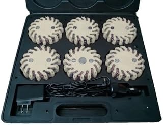 CISUNG RPF16LLM6 6EA 9-Functions Case Rechargeable Portable 16 LED Power Flare Power-Markers Roadside Emergency Magnetic - White