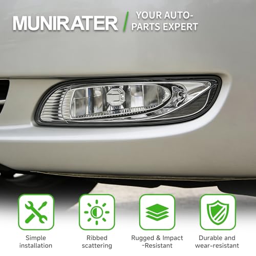 Image of munirater Left Right Side Fog Light Kit Replacement for Corolla 2005-2008 | Replacement for Camry 2002-2004, Replacement for Solara 2002-2003, With wiring & switch, Long-Lasting, Direct Replacement