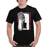 the Fan Tee Camiseta de Adulto de Hombre Dibujos Animados Chainsaw Man Anime Gore Denji, Sangre, Dientes de Acero, Pochita, Makima, AKI Hayakawa 019 M