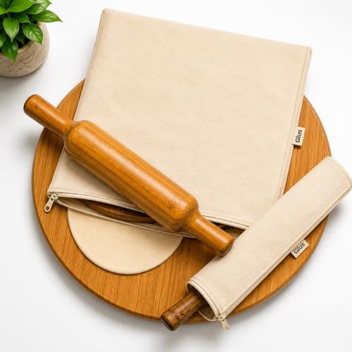 Image of Glus Combo (Set of 1 Pair) Cotton Belan Cover & Chakla Cover | Hygiene Cover Protect from Insects,Cockroach,Fly | Breathable, Washable, Reusable,Rolling Pin Cover(Cover-Set of 1)