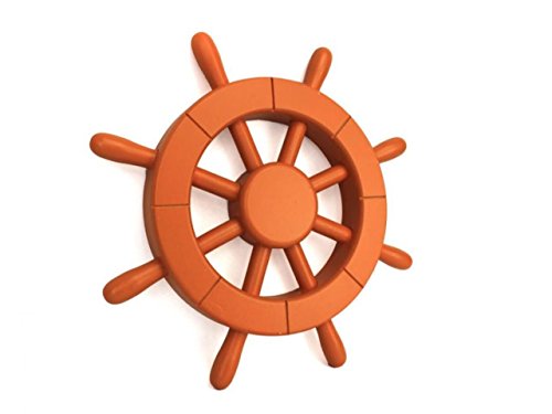 Handcrafted Model Ships Orange Decorative Ship Wheel 12"- Boat Steering Wheel - Nautical Decor - Nautic