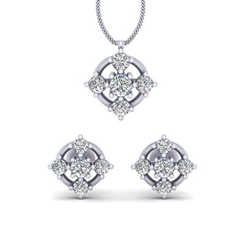 Juego de colgante de diamante con pendientes a juego plata de ley 925 5 piedras 0.08TCW