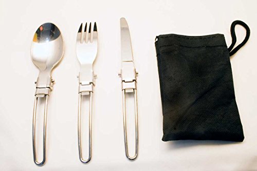 Outdoor Saxx, Set Di Posate Da Viaggio Pieghevoli Per Campeggio | Coltello, Forchetta, Cucchiaio, Custodia Per Il Trasporto | Compatto, Leggero, Piccolo, Pieghevole - 2