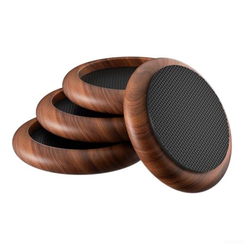 Lot de 4 patins antidérapants pour pieds de meubles, couleur grain de bois, protection pour pieds ronds, pour canapé (5,1 cm)