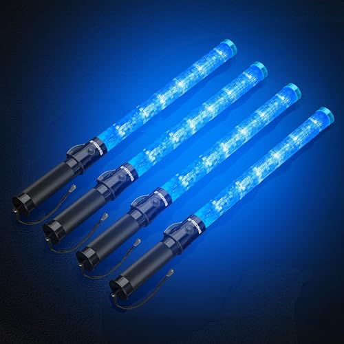 E-riding 4 Pack 21 Inch Blue Traffic Wand with 3 Flashing Modes