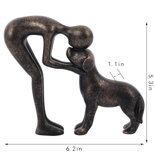 Figura Decorativa Hombre y Perro de Resina miniatura 3