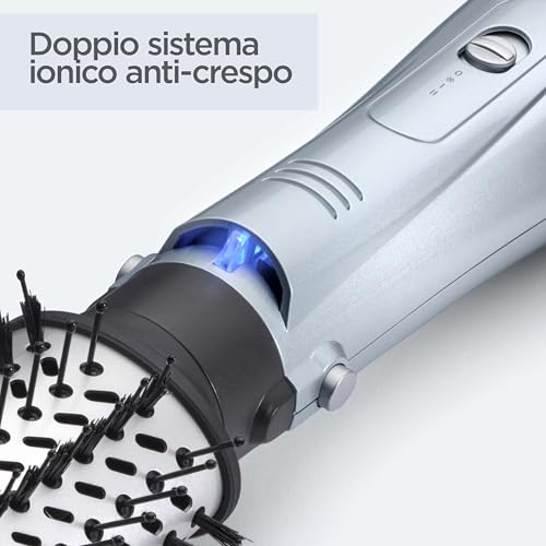 BaByliss Hydro-Fusion 4in1, Spazzola ad aria calda, 4 accessori intercambiabili, funzione ionica anti-crespo, asciuga, liscia, dona volume e modella, Azzurro, AS774E - Immagine 5