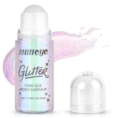KIMIEYE Sparkling Pink Roll-on Face Body Glitter Gel Rave Festival 1.69 oz