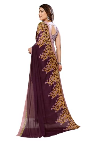 Image of KASHVI SAREES Women's Printed Georgette Saree With Unstitched Blouse Piece (Pack Of 2) -P2 1813 7 1108 3
