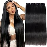 Vanlov Straight Bundles Human Hair 24 24 24 24 Inch Remy Hair Bundles 100% Unprocessed Brazilian Virgin hair 4 Bundles Double Weft Natural Black