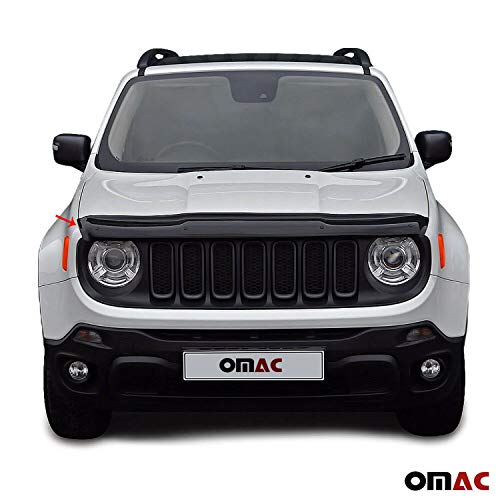 Omac Front Bug Deflector For Jeep Renegade 2015 To 2020, Hood Protector, All Weather, Black #TOP1