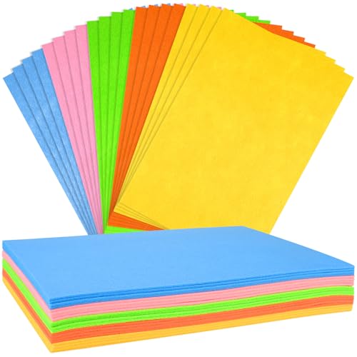 NEBURORA Hojas de fieltro de 2 mm de grosor para manualidades, 20 piezas de fieltro rígido para manualidades, hojas de tela de fieltro de colores para patchwork, costura y manualidades