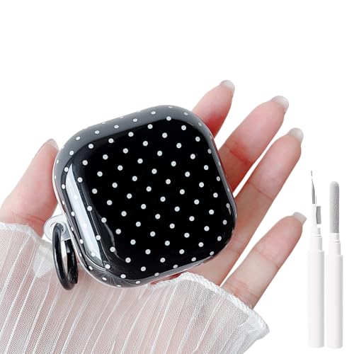 MINSCOSE Samsung Galaxy Buds 4 Pro/Buds 4�p�P�[�X�A���킢���|���J�h�b�g�\�t�gTPU�f�U�C���A�K�[���[�L�[�`�F�[���t���A���h�~�ی�ϏՌ��J�o�[�A�N���[�j���O�L�b�g�t�� ���f�B�[�X �K�[���Y - �u���b�N