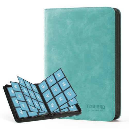 TCGUARD Trading Card Binder, 9 Side Loading Pocket Card Album Hold Up to 540 Cards, Zipper Binder for Cards Collection, TCG Card Holder for Game Card, Sports Card, Yugioh, MTG etc.(Green)