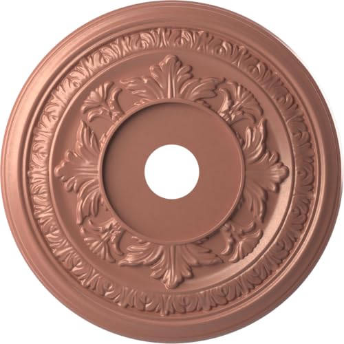 Ekena Millwork CMP22BAFCP Baltimore Thermoformed PVC Ceiling Medallion (Fits Canopies up to 7 3/4"), 22"OD x 3 1/2"ID x 1"P, Universal Pearl Metallic Champagne Pink