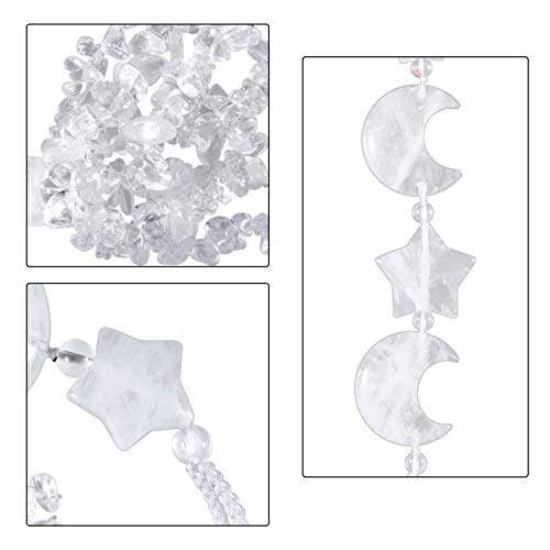 mookaitedecor Clear Quartz Healing Crystal Moon and Star Hanging Decoration for Car Window Good Luck Crystal Wall Art Hanging White Bedroom Decor Reiki Spiritual Star Moon Ornament Gift for Friends - Image 2