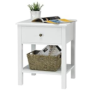 Glacer Nachttisch mit Schublade und Regal