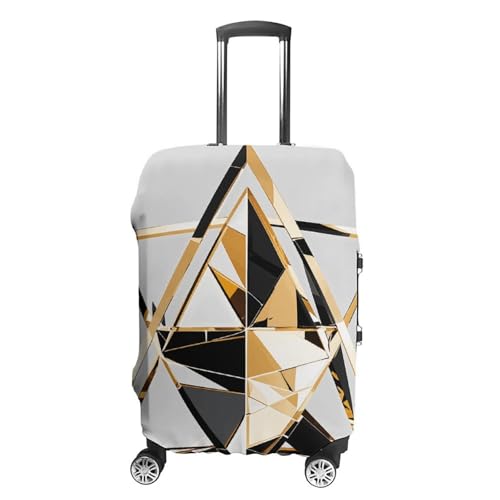 GHEPSDW Fashion Modern Black White Gold Triangle Luggage Cover, Washable Elastic Suitcase Cover Protector Fit 18-32 Inch Luggage