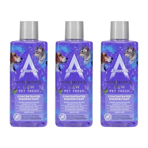 Astonish 3 in 1 Multi-Purpose Super Concentrated Disinfectant with Long Lasting Fragrance, Morning Dew Pet Fresh, 3 x 300ml