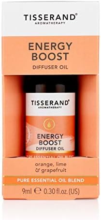 Tisserand Aromatherapy, Energy Boost Diffuser Oil, Essential Oil with Orange Lime and Grapefruit for Oil Diffusers, 100% Natural Pure Essential Oil, 9ML