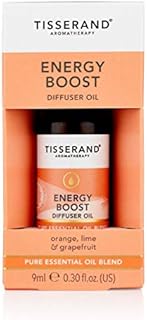 Tisserand Aromatherapy, Energy Boost Diffuser Oil, Essential Oil with Orange Lime and Grapefruit for Oil Diffusers, 100% Natural Pure Essential Oil, 9ML