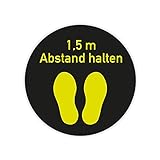 stempel-fabrik – Bodenaufkleber '1,5m Abstand halten' – Abstandsaufkleber für den Fußboden mit...