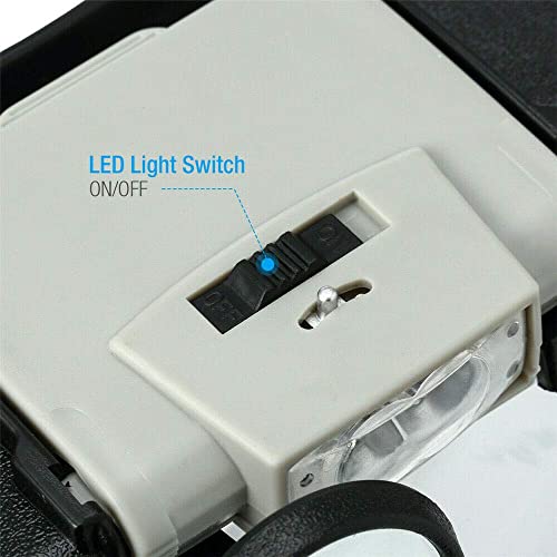 Head Magnifier Jewelers With Led Light Illuminated Helmet Magnifying 1.5X 3X 8.5X 10X Tools For Watch Repair, Precision Work Reading (Black) #TOP3