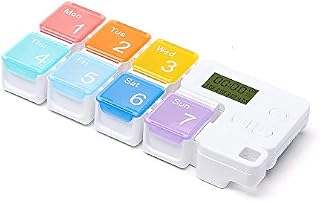 7 Day Pill Organizer with Reminder Alarm, Moisture-Proof Design and Large Compartments to